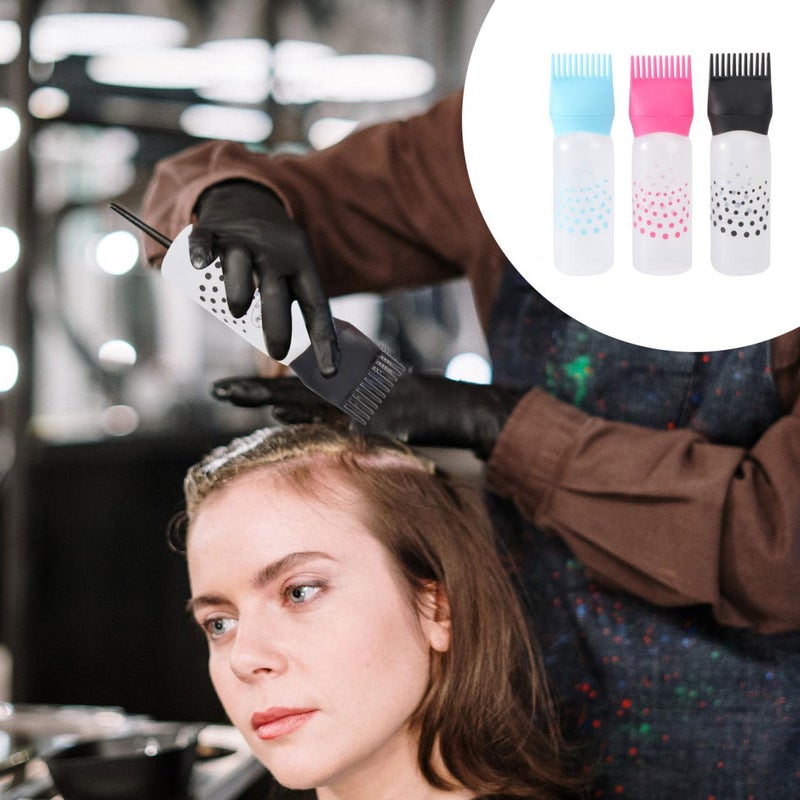 minkissy 3pcs Colorful Hair Dye Bottles Hairdressing Applicator with Scale Lines for Precise Application Hair Coloring Bottle for Home and Salon Use Black Rosy Blue - Image 4